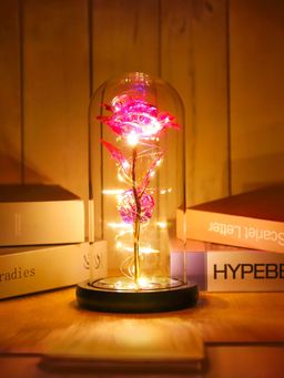 Gleevers - Pink Rose LED Light in A Borosilicate Glass Dome