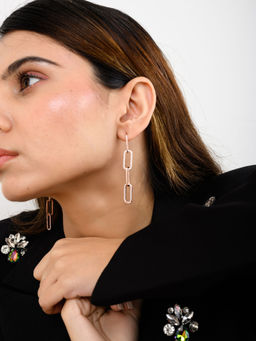 METALM - Paperclip Link Chain Earrings in 925 Silver
