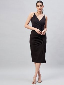 RARE - Black Shoulder Straps Sheath Midi Dress