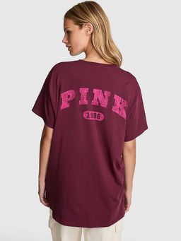 Victoria's Secret - Women PINK Purple Typography Campus T-shirt