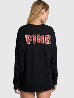 Victoria's Secret - Women Black Typography PINK T-shirt