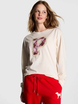 Victoria's Secret - Women Beige Typography PINK T-shirt
