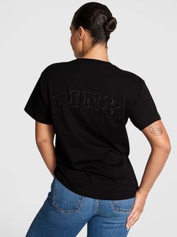 Victoria's Secret - Women Black Typography PINK T-shirt