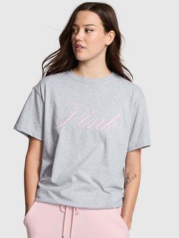 Victoria's Secret - Women Grey Typography PINK T-shirt