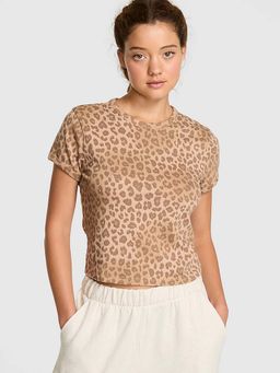 Victoria's Secret - Women Brown Animal Print PINK Retro T-shirt
