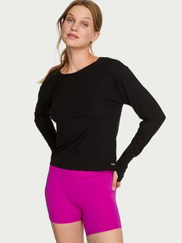 Victoria's Secret - Women Black Solid VSX Drapey Knit T-shirt