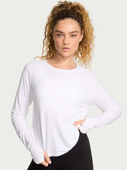 Victoria's Secret - Women White Solid VSX Drapey Knit T-shirt
