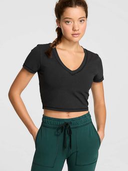 Victoria's Secret - Women Black Solid Cropped T-shirt