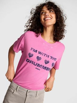 Victoria's Secret - Women PINK Typography Retro Cotton T-shirt