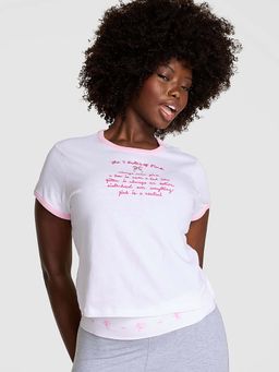 Victoria's Secret - Women White Typography PINK x LoveShackFancy T-shirt
