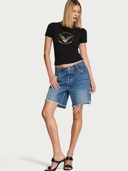 Victoria's Secret - Women Black Printed Angel Essentials T-shirt