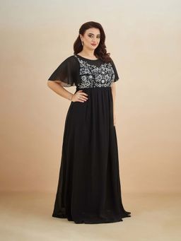 Miss Chase - Women Black Embellished Maxi Dress