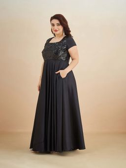 Miss Chase - Women Black Embellished Maxi Dress