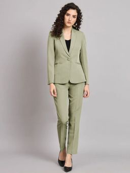 Powersutra - Notch Collar Stretch Pant Suit Olive (Set of 2)