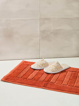 Fabindia - Orange Cotton Viscose Hand Woven Bathmat