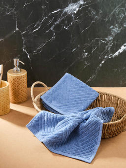 Fabindia - Blue Cotton Woven Face Towel (Pack of 2)