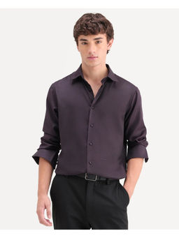 Rare Rabbit - Purple Polyester Full Sleeves Regular Fit Collar Neck Abstract Shirt