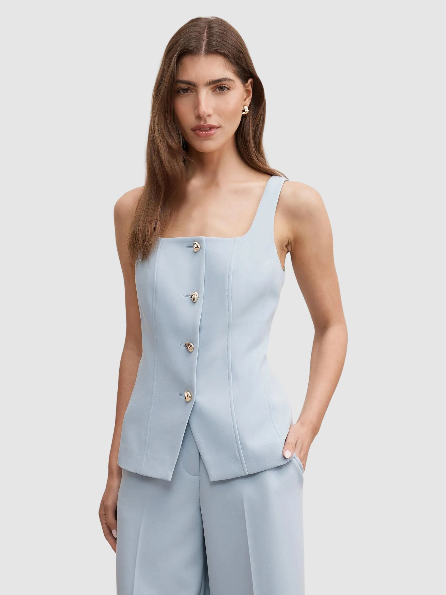 forever new Women Blue Solid/Plain Polyester Waistcoat-picture-40