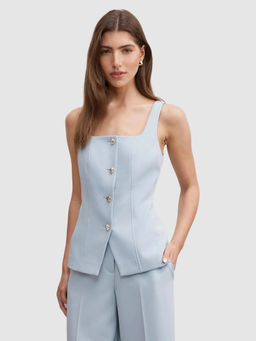 Forever New - Women Blue Solid/Plain Polyester Waistcoat