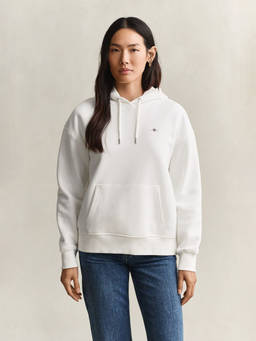 GANT - Women White Solid/Plain Cotton Hoodie