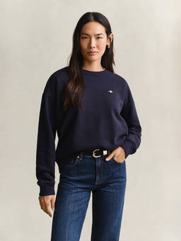 GANT - Women Navy Blue Solid/Plain Cotton Sweatshirt