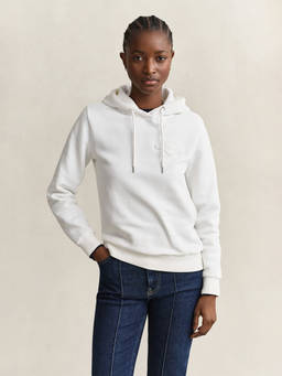 GANT - Women White Solid/Plain Cotton Hoodie