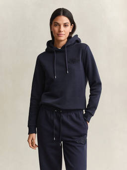GANT - Women Navy Blue Solid/Plain Cotton Hoodie