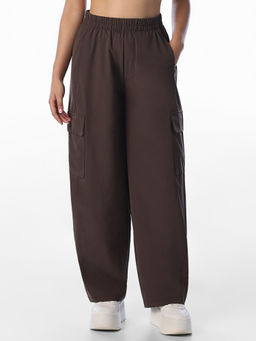 ONLY - Women Brown Solid/Plain Polyamide Cargo