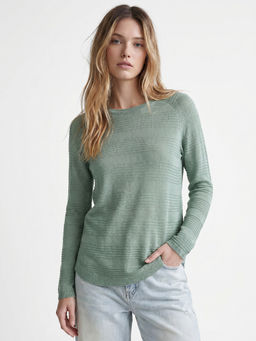 ONLY - Women Green Stripes Polyester Blend Sweater
