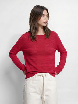 ONLY - Women Red Stripes Polyester Blend Sweater