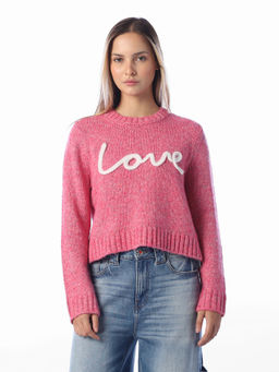 ONLY - Women Pink Embroidered Polyester Blend Sweater