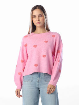 ONLY - Women Pink Textured Polyester Blend Sweater