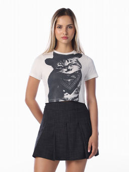 ONLY - Women White Graphic Cotton T-Shirt