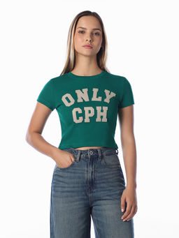 ONLY - Women Green Typography Cotton T-Shirt