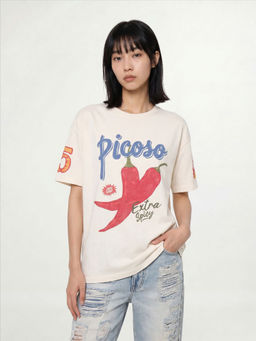 ONLY - Women White Typography Cotton T-Shirt