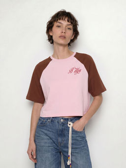 ONLY - Women Pink Colorblock Cotton T-Shirt