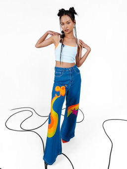 FREAKINS - Blue Wide Leg Fit Clueless 20s Jeans