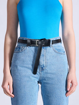 Twenty Dresses by Nykaa Fashion - Black Solid Simple Slim Waist Belt