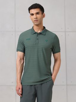 Technosport - Men Self Design Active Out Polo T-Shirt Slim Fit for Gym