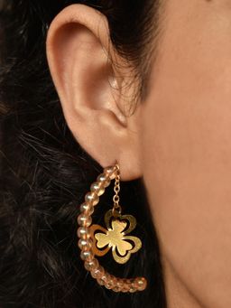 BeAbhika - Floral Charm Drop Half Hoop Earring