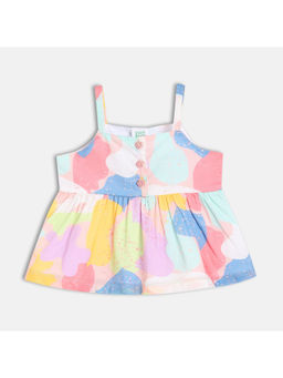 MINI KLUB - Cotton Sleeveless Abstract Printed Woven Top Blue & Pink