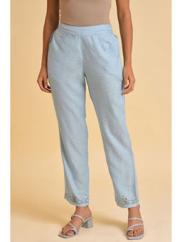 W - Blue Printed Slim Pant