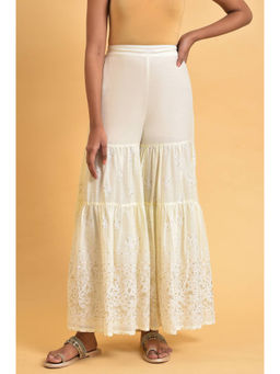 W - Ecru Glitter Printed Sharara