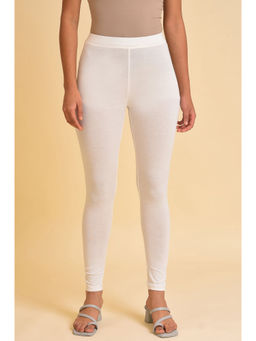 W - Ecru Solid Viscose Lycra Tights