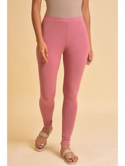 W - Pink Solid Viscose Lycra Tights
