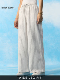 The Souled Store - Cotton Linen Pant Soleil Women Wide-Leg Trousers