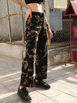 STREET 9 - Wide Leg Olive Trouser