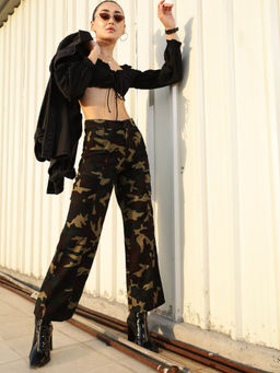 STREET 9 - Wide Leg Olive Trouser