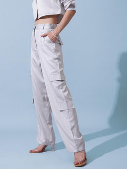 STREET 9 - Silver Satin Trouser