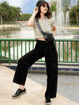 STREET 9 - Wide Leg Black Trouser